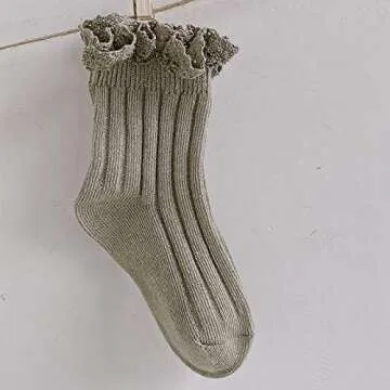 Ashmyova Baby Girls Vintage Ankel Lace Socks Toddler Ruffles Casual Dress Socks 3 Pack (Pink/Beige/Kahhi, 6-24 Months)