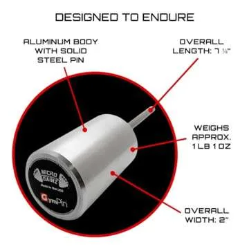 Micro Gainz GymPin Weight Stack Extender Pin for Cable Machine & Home Gym, Designed for Weight Lifting & Strength Training Allowing Additional Olympic Weight Plates, Made in The USA (Size 3/8")