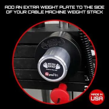 Micro Gainz GymPin Weight Stack Extender Pin for Cable Machine & Home Gym, Designed for Weight Lifting & Strength Training Allowing Additional Olympic Weight Plates, Made in The USA (Size 3/8")