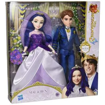 Disney Descendants Mal and Ben Dolls, Inspired by Disney The Royal Wedding: A Descendants Story, Toys Include Outfits, Shoes, and Fashion Accessories , Blue