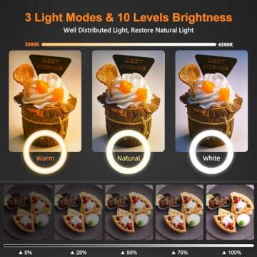 Upgrade Ring Light Overhead Phone Mount, Evershop Selfie Ring Light with Stand and Phone Holder,10”Circle LED Desk Ring Light with Clamp for Video Recording,Zoom Meeting,Live Streaming Tiktok,YouTube