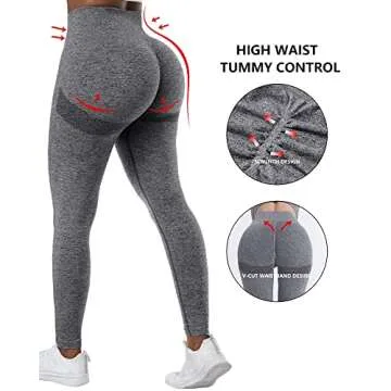 NORMOV 4 Piece Butt Lifting Workout Leggings for Women, Seamless Gym Scrunch Booty Lifting Sets(Black/Grey/Blue/Pink, M)