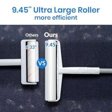 Large Lint Roller - 9.45 in Giant Lint Roller Refill 360 Sheets Total, 45 in Telescopic Pole to Clea...