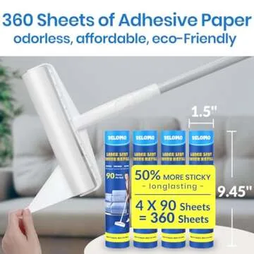 Large Lint Roller 360 Sheets - Efficient Pet Hair Removal