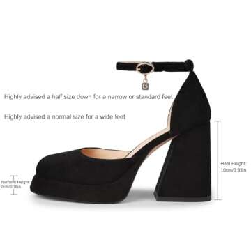 Wetkiss Women's Platform Chunky Heels - Elegant Black Pumps