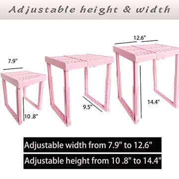 Adjustable Locker Shelf Pink Height and Width Adjustable Locker Organizer Shelf for School Locker, Stackable Locker Stand Tools for Gym Lockers, Office, Back to School Essentials