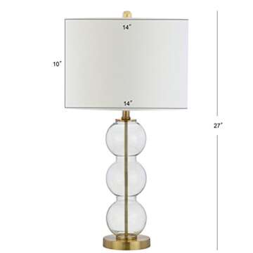 JONATHAN Y JYL1070A-SET2 Set of 2 Table Lamps Bella 27" Glass Triple-Sphere LED Table Lamp Contemporary Bedside Desk Nightstand Lamp for Bedroom Living Room Office College Bookcase, Clear/Brass