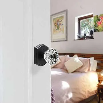 Stylish Matte Black Crystal Door Knobs for Privacy