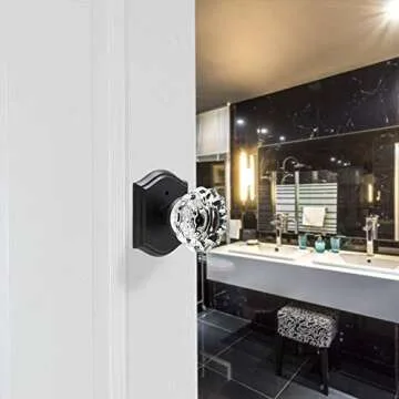 Stylish Matte Black Crystal Door Knobs for Privacy