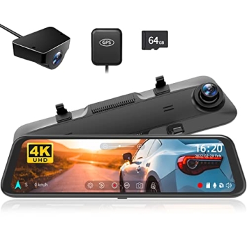 WOLFBOX G850 12" 4K Rear View Mirror Camera with WiFi and Voice Control for Optimal Safety
