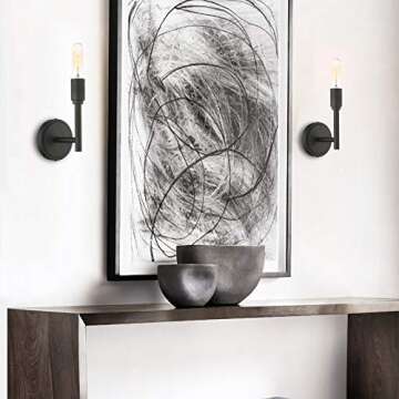 Phansthy Modern Minimalist Industrial Wall Sconce Set of 2, Matte Black Simplicity Wall Sconce Lighting Bathroom Vanity Light 2 Pack (Matte Black)