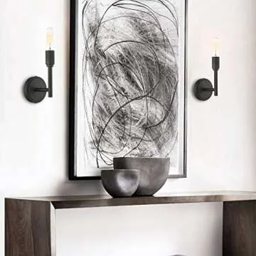 Phansthy Modern Minimalist Industrial Wall Sconce Set of 2, Matte Black Simplicity Wall Sconce Lighting Bathroom Vanity Light 2 Pack (Matte Black)