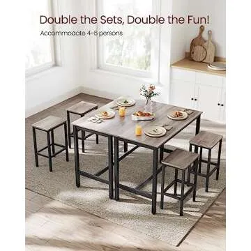 VASAGLE Bar Table Set with 2 Stools for Modern Dining
