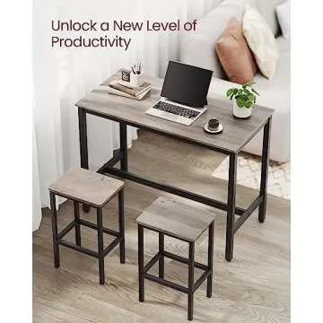 VASAGLE Bar Table Set with 2 Stools for Modern Dining