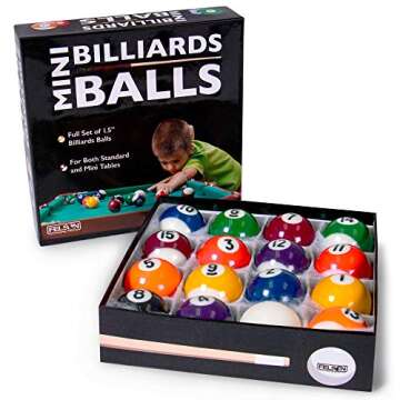 Mini Pool Balls | 1.5" Balls Fit Tabletop & Freestanding Miniature Billiards Tables | Real Resin Balls Perform Like Full Size Balls