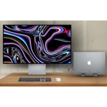 Psitek Aluminum Dual Vertical Laptop Stand Dock Holder, Supports 2 Devices, Adjustable Slot Width 15...