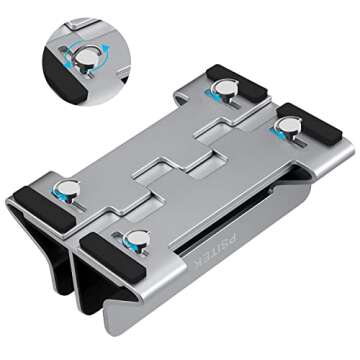 Psitek Aluminum Dual Vertical Laptop Stand Dock Holder, Supports 2 Devices, Adjustable Slot Width 15-36mm, Space-Saving Upright Storage for MacBook and Laptops