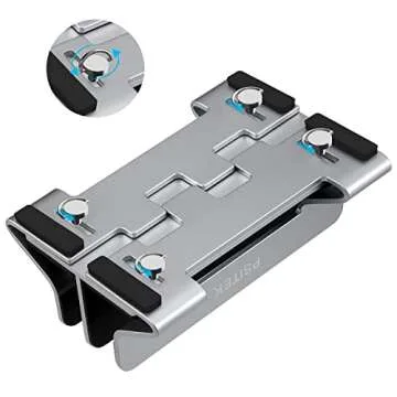 Psitek Aluminum Dual Vertical Laptop Stand Dock Holder, Supports 2 Devices, Adjustable Slot Width 15-36mm, Space-Saving Upright Storage for MacBook and Laptops