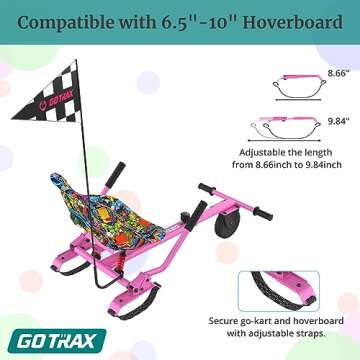 Gotrax Hoverboard Attachment with Rear Shock Absorption, Hoverboard Go Kart(PIN)