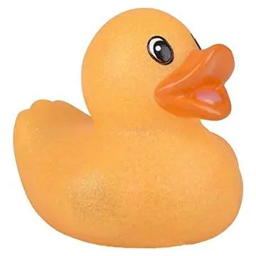 The Dreidel Company Glitter Rubber Duck Toy Assortment Duckies for Kids, Bath Birthday Gifts Baby Showers Summer Beach and Pool Activity, 2" (5-Pack)
