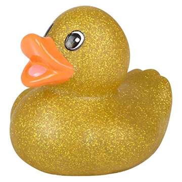 The Dreidel Company Glitter Rubber Duck Toy Assortment Duckies for Kids, Bath Birthday Gifts Baby Showers Summer Beach and Pool Activity, 2" (5-Pack)