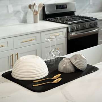 S&T INC. Dish Drying Mat XL - Ultra Absorbent Microfiber Kitchen Mat