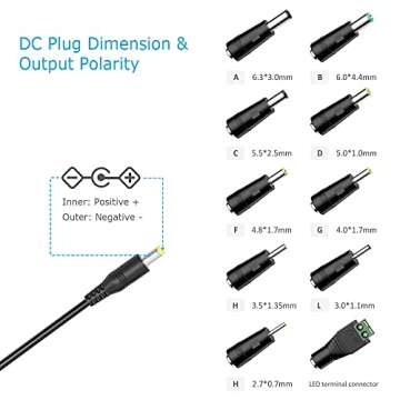 Belker 12V 3A 2.5A AC DC Power Adapter Supply Cord Wall Charger for 12 Volt Electronics - 3000mA Max...