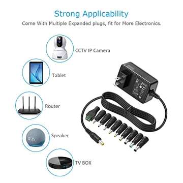 Belker 12V 3A 2.5A AC DC Power Adapter Supply Cord Wall Charger for 12 Volt Electronics - 3000mA Max.