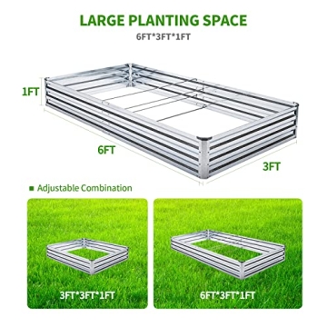 Veezyo 6'x3' Galvanized Raised Garden Bed Kit - 2pcs