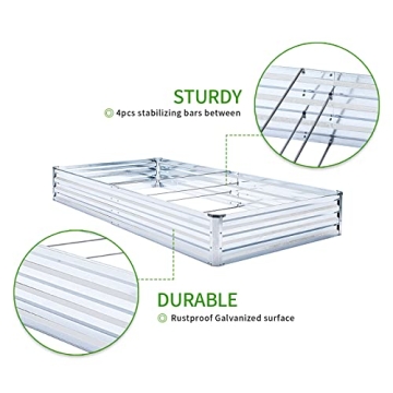 Veezyo 6'x3' Galvanized Raised Garden Bed Kit - 2pcs