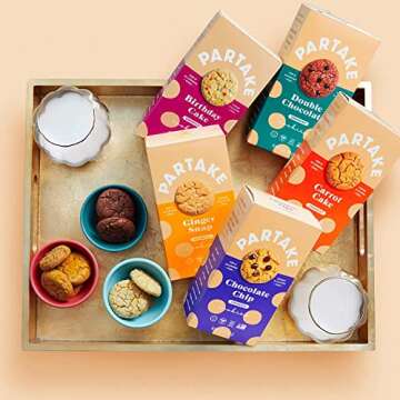 Partake Foods Crunchy Vegan Cookies – 5 Box Variety Pack | Vegan & Gluten Free | Dairy Free, Nut Free, Egg Free, Wheat Free, Soy Free, Fish Free | Allergy Friendly Cookies | Safe School Snack for Kids