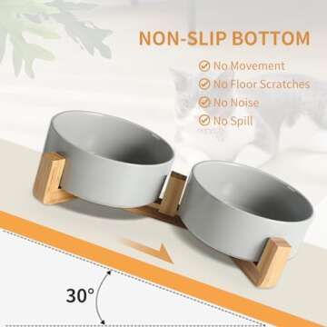 Ceramic Dog Cat Bowls 28OZ with Anti-Slip Stand