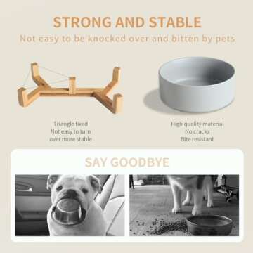 Ceramic Dog Cat Bowls 28OZ with Anti-Slip Stand