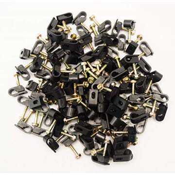 Stanz (TM) Flex Single Coaxial Cable Clips, Cat6, Electrical Wire Cable Clip, 1/4 in (6 mm) Screw Cl...