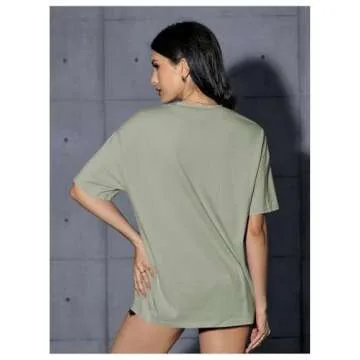 Verdusa Women's Oversized Letter Graphic Tees with Short Sleeves