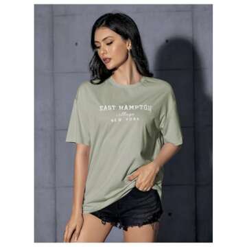 Verdusa Women’s Mint Green Oversized Graphic Tee