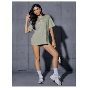 Verdusa Women’s Mint Green Oversized Graphic Tee