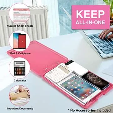 Sooez Glitter Clipboard with Storage, Cute Clip Boards 8.5x11 with Storage, Sparkle Plastic Clipboard Folder for Women, Nurse Accessories Essentials, Office & School Supplies, Letter Size A4, Rose Red