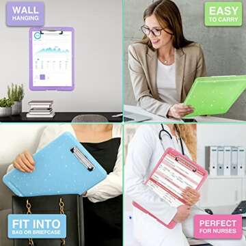 Sooez Glitter Clipboard with Storage, Cute Clip Boards 8.5x11 with Storage, Sparkle Plastic Clipboard Folder for Women, Nurse Accessories Essentials, Office & School Supplies, Letter Size A4, Rose Red