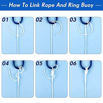 Shappy 15 M/50 Ft Hollow Braided Polypropylene Rope Heaving Line with Spring Hook for Ring Buoy Bracket Pool Life Preserver Ring Rope (White)