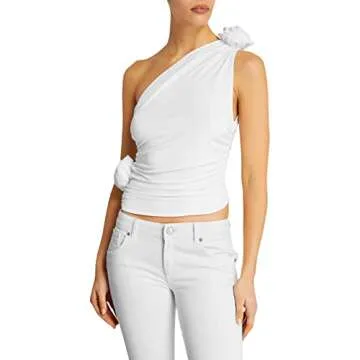 KMBANGI Floral Sexy Tank Top - Y2K Style Ruffle Crop