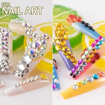 Two Packs of Flatback Rhinestones 4520 Pcs Rainbow Gems Crystal Nail Rhinestones for Crafting, Colorful+ AB+Transparent White Rhinestones for Bedazzling with Picker Tools for Nail Art and Face Makeup