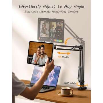 LISEN Tablet Stand Phone Holder iPad Holder for Desk Mount[Ultra Sturdy] 2 Clamps Kindle Holder for Bed Gooseneck Phone Tablet Holder Mount Phone Stand fits iPhone iPad Mini 7 Kindle 4-13" Device
