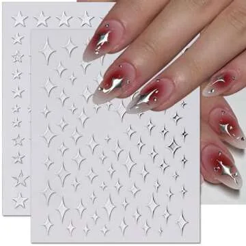 Liquid Metallic Mirror Silver Nail Stickers for Nail Art