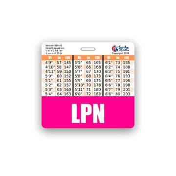 LPN Badge Buddy Horizontal w/Height & Weight Conversion Charts (Pink)