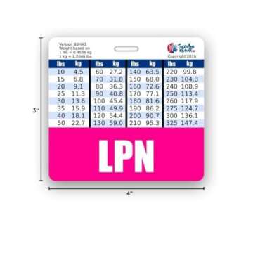 LPN Badge Buddy Horizontal w/Height & Weight Conversion Charts (Pink)