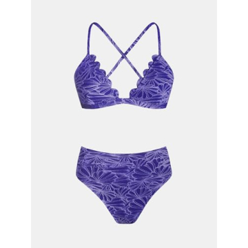 CUPSHE Women's High Waisted Scalloped Bikini Set