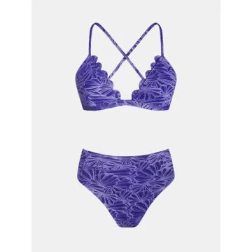 CUPSHE Women's High Waisted Scalloped Bikini Set