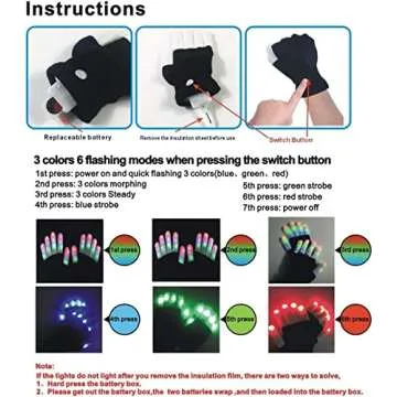 WEICHUANGXIN LED Gloves,Cool Toys Kids Christmas Gifts Light Up Gloves Finger Lights Flashing LED Gl...
