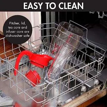 Primula Flavor-It Beverage System, Includes Large Capacity Fruit, Tea Infuser, Chill Core, Dishwasher Safe Pitcher, 2.9-Quart, Red